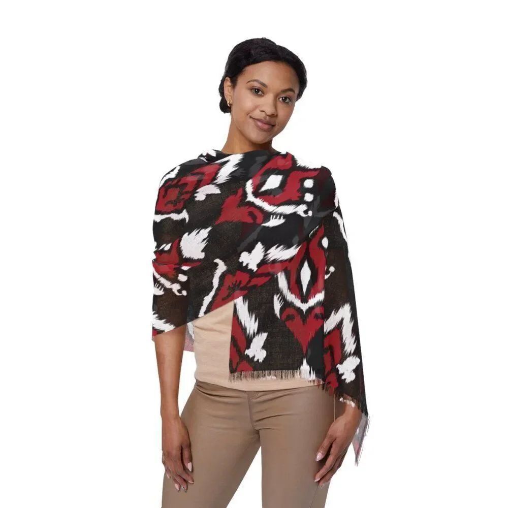 NWT Porter Anna- Red & Black Women's Scarf in Ikat